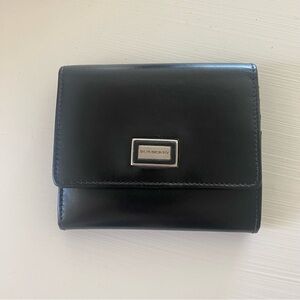 Burberry Black Leather Fold Wallet